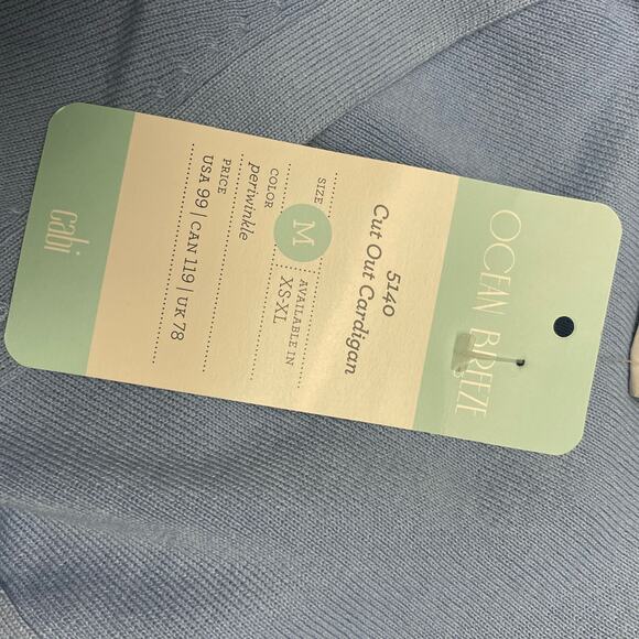 Cabi NEW Blue Cut Out Sweater Cardigan Periwinkle Casual Business Size Medium - Picture 2 of 5